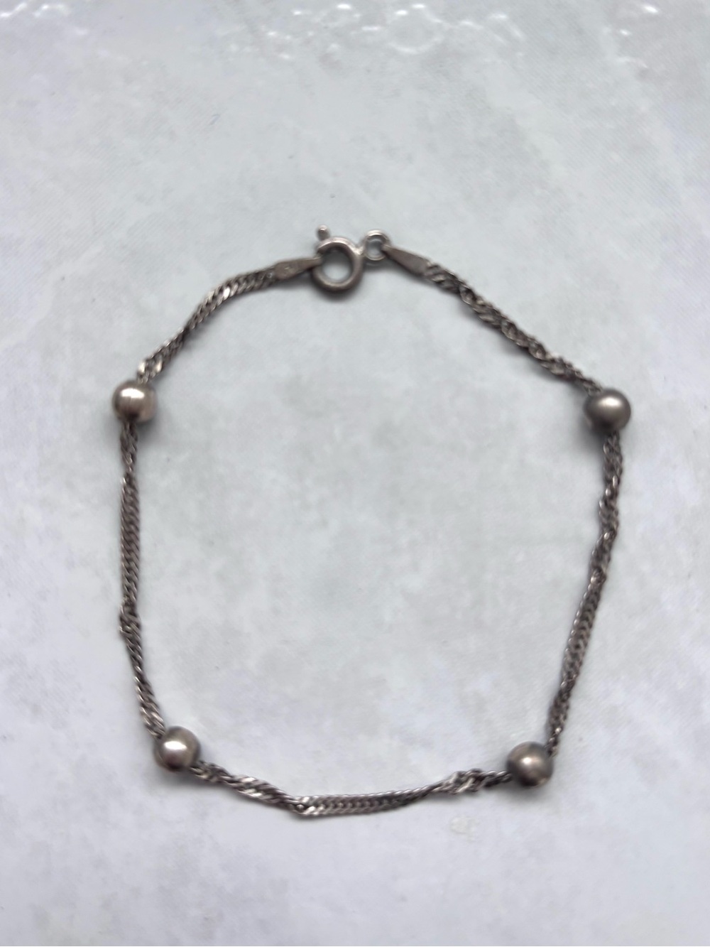 Sterling Silver 925 Ball Accent Chain Bracelet - Silver